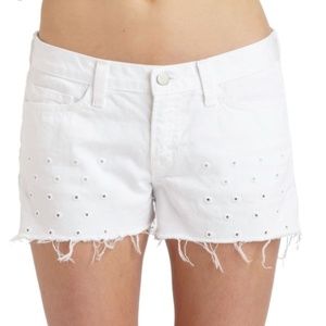 J Brand Dot Eyelet Cut off White Shorts